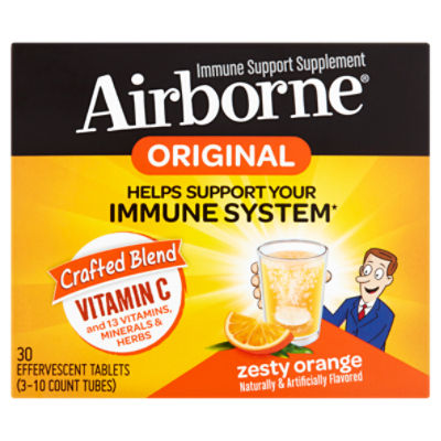 Airborne Original Zesty Orange Immune Support Supplement, 30 count