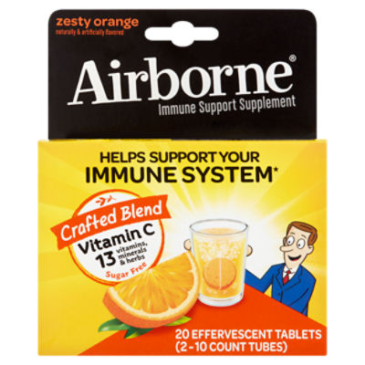Airborne Zesty Orange Immune Support Supplement, 20 count