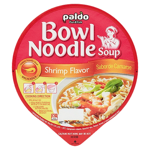 Paldo Shrimp Flavor Bowl Noodle Soup, 3.03 oz