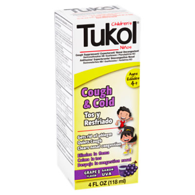 Tukol Children's Cough & Cold Grape Flavor Liquid, Ages 4+, 4 fl oz