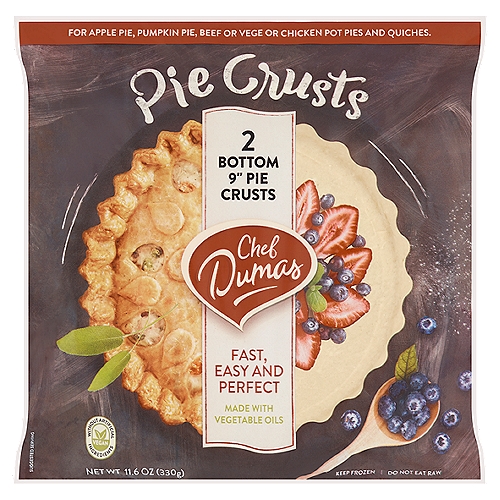 Chef Dumas Bottom 9" Pie Crusts, 2 count, 11.6 oz