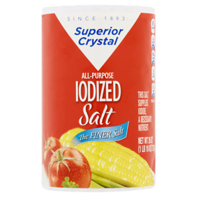 Superior Crystal All-Purpose Iodized Salt, 26 oz
