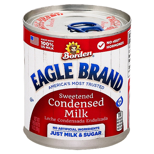 Eagle Brand Sweetened Condensed Milk, 14 oz
No rBST* Hormones
* No Significant Difference Has Been Shown Between Milk from rBST Treated Cows and Non-rBST Treated Cows.
