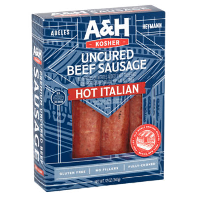 A & H Uncured Hot Italian Beef Sausage, 12 oz