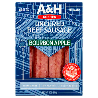 A&H Uncured Bourbon Apple Beef Sausage, 12 oz