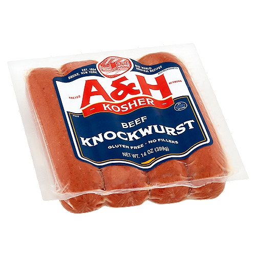 A&H Kosher Beef Knockwurst, 14 oz