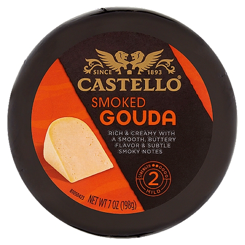 Castello Smoked Gouda Cheese, 7 oz
FDA has determined that there is no significant difference between milk derived from rBST-treated and non-rBST-treated cows.