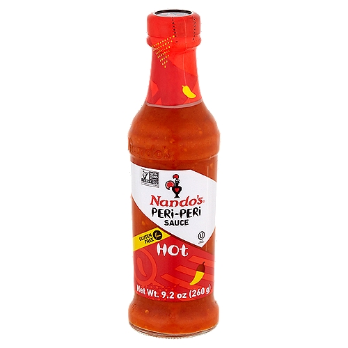 Nando's Hot Peri-Peri Sauce, 9.2 oz
Our Per-Peri sauce is made with African bird's eye chili and a blend of ingredients - sun-ripened lemons, onions, garlic and spices. This one is particularly hot and fiery, packing a whole lot of flavor! Per-Peri is the heart & soul of Nando's and the secret ingredient behind our restaurants worldwide.