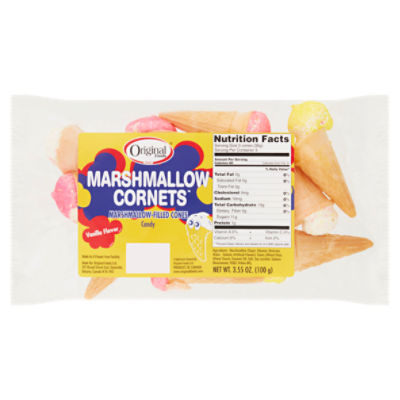 Original Foods Marshmallow Cornets Vanilla Flavor Marshmallow-Filled Cones Candy, 3.55 oz