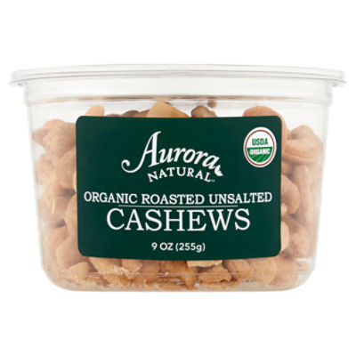 Aurora Natural Organic Roasted Unsalted Cashews, 9 oz