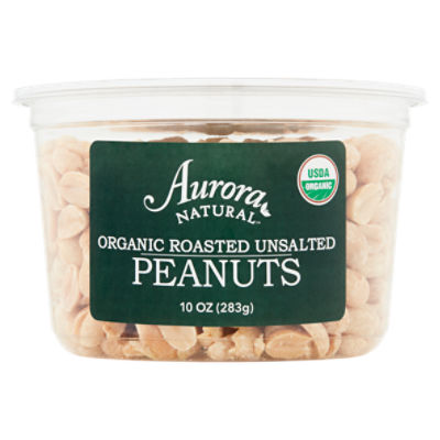 Aurora Natural Organic Roasted Unsalted Peanuts, 10 oz