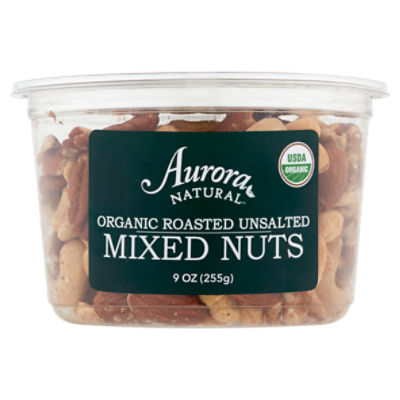 Aurora Natural Organic Roasted Unsalted Mixed Nuts, 9 oz