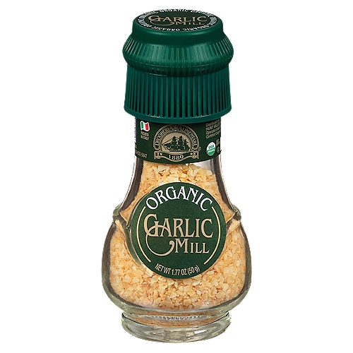 Drogheria & Alimentari Organic Garlic Mill, 1.77 oz
The Drogheria & Alimentari Organic Garlic Grinder easily delivers freshly ground garlic to savory meals. With a longstanding history in Italian cuisine, garlic imparts bold flavor and a mouthwatering aroma. Use this all natural dehydrated garlic as a simple substitute for fresh garlic. Grind directly on sautéed vegetables, add to a slow cooked stew, or use to flavor cured meats.
