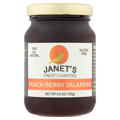 Janet's Finest Compotes Peach Berry Jalapeno Compote, 5.5 oz