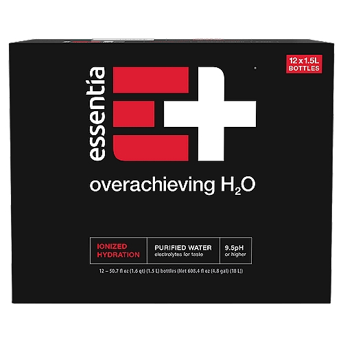 Essentia Overachieving H2O Ionized Hydration Purified Water, 50.7 fl, 12 count
Essentia Water 1.5L Case