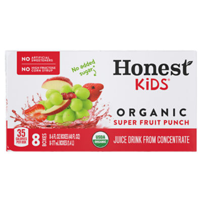 Honest Kids Super Fruit Punch Cartons, 6 fl oz, 8 Pack