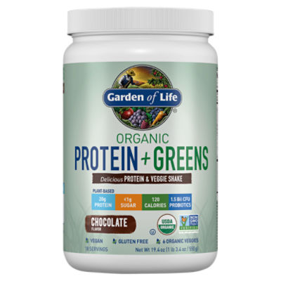 Garden of Life Organic Protein + Greens Chocolate Flavor Protein & Veggie Shake, 19.4 oz