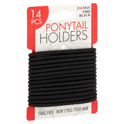 Donna #2002 Black Ponytail Holders, 14 count