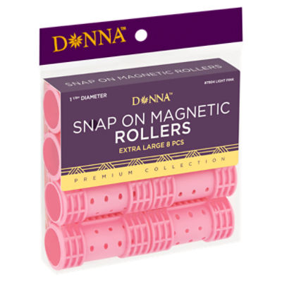 Donna Premium Collection #7804 Light Pink Snap On Magnetic Rollers, Extra Large, 8 count