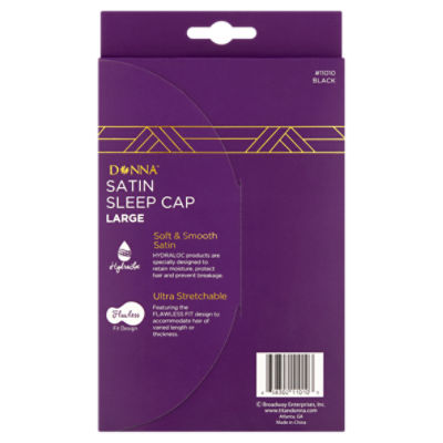 Donna Sleep Cap, Satin, Black, Large 1 cap