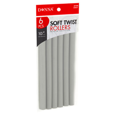 Donna Premium Collection #7916 Gray Soft Twist Rollers, 6 count