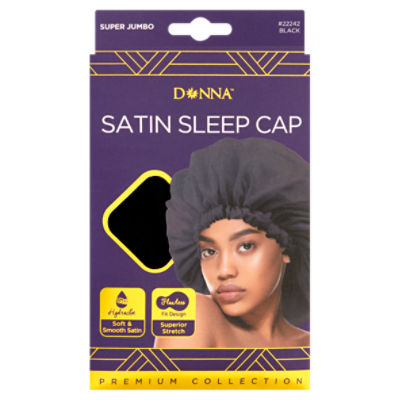 Donna Super Jumbo #22242 Black Satin Sleep Cap - ShopRite