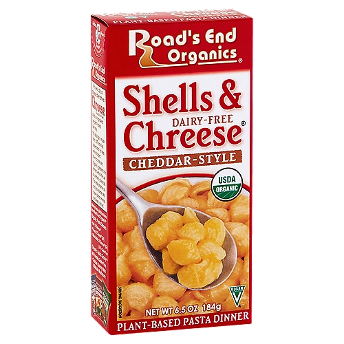Road's End Organics Shells & Chreese Cheddar-Style Plant-Based Pasta Dinner, 6.5 oz 