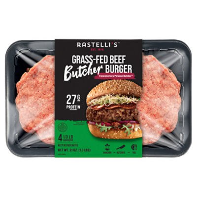 Rastelli's Grass-Fed Beef Butcher Burger, 1/3 lb, 4 count