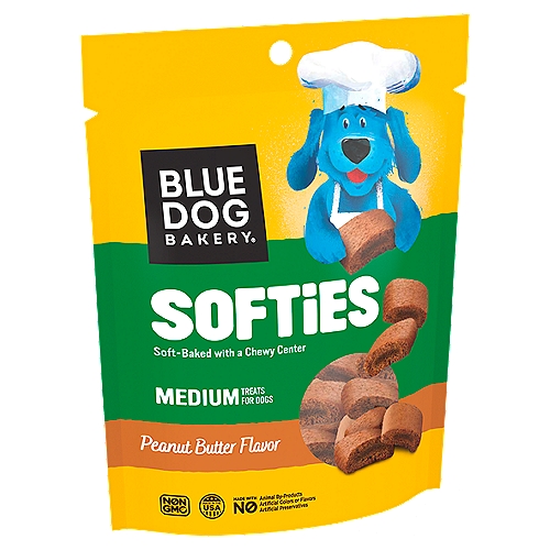 Blue Dog Bakery Softies Peanut Butter Flavor Treats for Dogs, Medium, 1 lb 2 oz
Irresistibly Delicious
Softies bring the delicious taste of real peanut butter and blackstrap molasses in one bite. These treats are baked soft so they are easy to chew and enjoy for all dogs.

Natural
Our batch-baked treats are always made without artificial ingredients

Made in the USA
We proudly make all of our treats in the USA

Soft & Delicious
Soft-baked treats with real peanut butter filling

Great for Dogs of All Ages
Easy to break, chew, and enjoy

Non-GMO
Made with only Non-GMO ingredients
