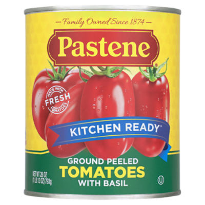 Pastene Kitchen Ready Ground Peeled Tomatoes with Basil, 28 oz