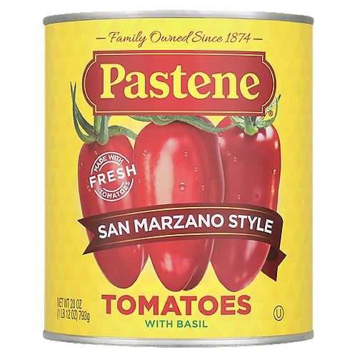 While originating in California rather than Sarnese-Nocerino region of Italy, our San Marzano Style Tomatoes have the same delicate texture that you have come have to enjoy from our authentic D.O.P. San Marzano Tomatoes.nnPastene San Marzano Style Tomatoes are packed from fresh, sun-ripened tomatoes and canned within 5 hours of being harvested. This fresh-packed method results in the best, most flavorful canned tomatoes available.