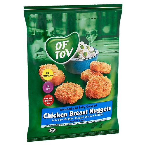  Of Tov Chicken Breast Nuggets, 30 oz
Breaded Nugget Shaped Chicken Patties