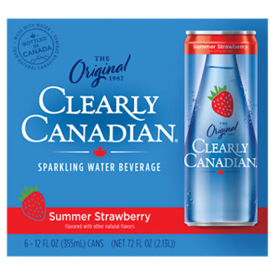 Clearly Canadian Summer Strawberry Sparkling Water Beverage, 12 fl oz, 6 count