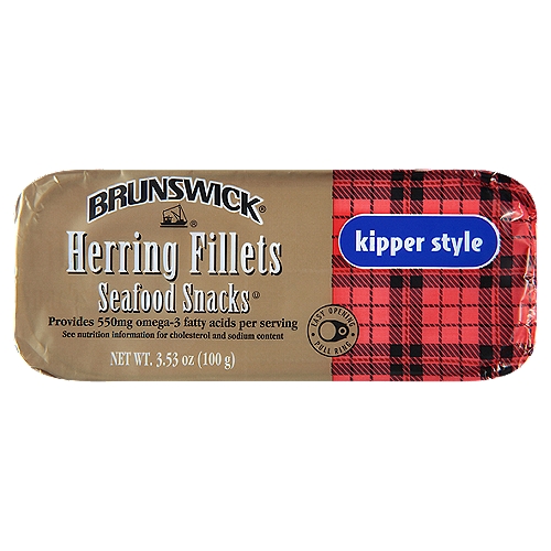 Brunswick Kippered Herring Fillets Seafood Snacks, 3.53 oz