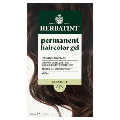Herbatint 4N Chestnut Permanent Haircolor Gel, 2 applications