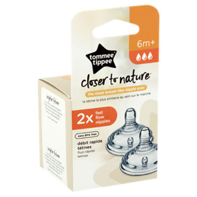 Tommee Tippee Closer to Nature Fast Flow Nipples, 6m+, 2 count
