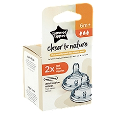 Tommee Tippee Closer to Nature Nipples, Fast Flow 6m+, 2 Each