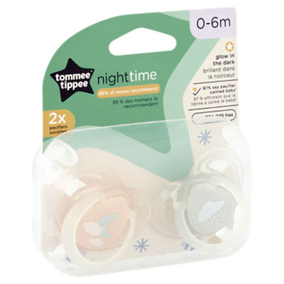 Tommee Tippee Nighttime Pacifiers, 0-6m, 2 count