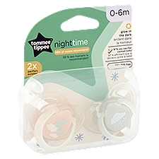 Tommee Tippee Nighttime Pacifiers, 0-6m, 2 count