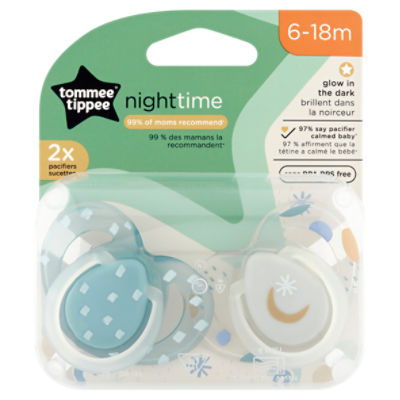 TOMMEE TIPPEE 2 SUCETTES NIGHT TIME 6-18M