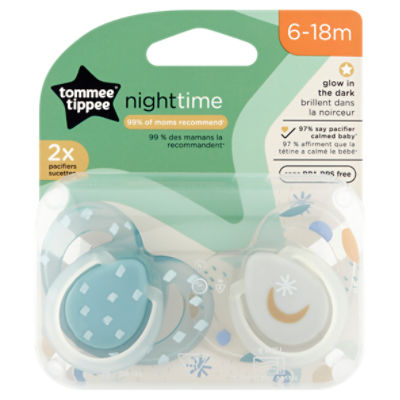 Tommee Tippee Nighttime Pacifiers, 6-18m, 2 count