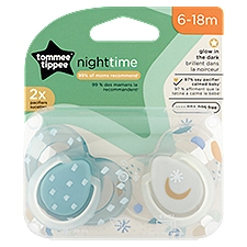 Tommee Tippee Pacifiers, Night Time Orthodontic, 2 Each