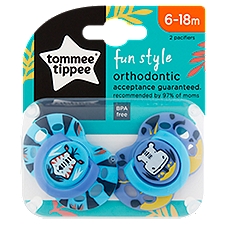 Tommee Tippee Pacifiers, Fun Style Orthodontic 6-18 m, 2 Each