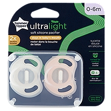 Tommee Tippee Ultralight Soft Silicone Pacifiers, 0-6m, 2 count