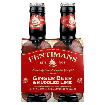 Fentimans Muddled Lime Ginger Beer, 6.7 fl oz, 4 count, 26.8 Fluid ounce