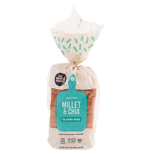 Little Northern Bakehouse Millet & Chia Bread, 16 oz
All Taste.
No Gluten.
Finally, delicious, healthy gluten-free bread! Made with nutrient-rich millet and chia seeds, this flavorful vegan, allergy-friendly, Non-GMO Project Verified loaf has a smooth texture and delicate crunch.