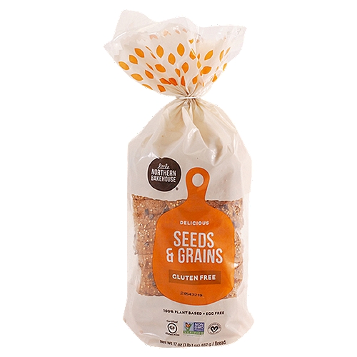 Little Northern Bakehouse Seeds & Grains Bread, 17 oz
All Taste.
No Gluten.
Finally, delicious healthy gluten-free bread! Made with a range of crunchy seeds and grains, this flavorful vegan, allergy-friendly, Non-GMO Project Verified loaf has a satisfying crunch and moist texture.