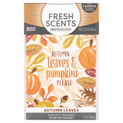 Fresh Scents Signature Collection Autumn Leaves & Pumpkins Please Scented Sachets, 3 Count