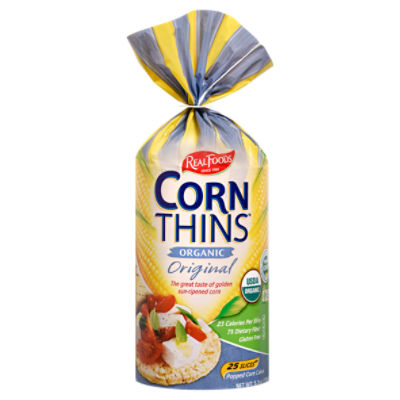 Real Foods Corn Thins Organic Original Popped Corn Cakes, 5.3 oz