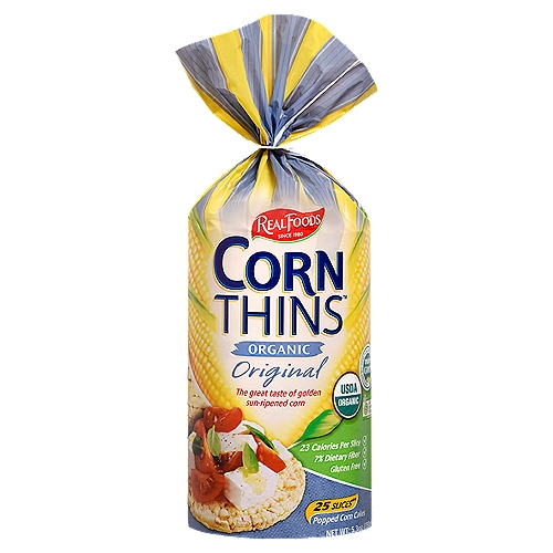 Real Foods Corn Thins Organic Original Popped Corn Cakes, 5.3 oz